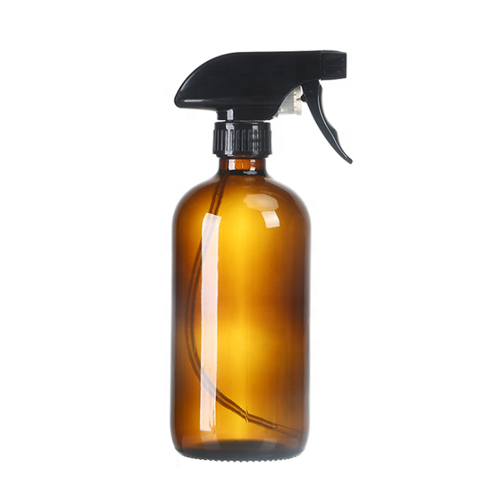 8OZ/240ml amber Glass Boston Round Bottles with Lotion Pump Sprayer
