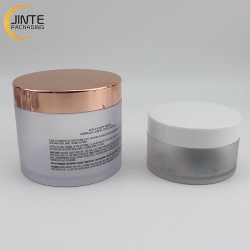 8OZ Cosmetics Container PETG Plastic 250ml Frosted Jar with Shiny gold cap for Scalp Body Scrub Jar