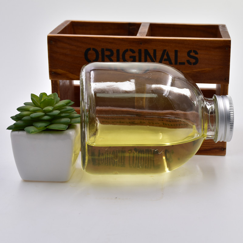 8OZ Milk shake milk tea juice cute round clear beautiful beverage glass bottles with black plastic cap