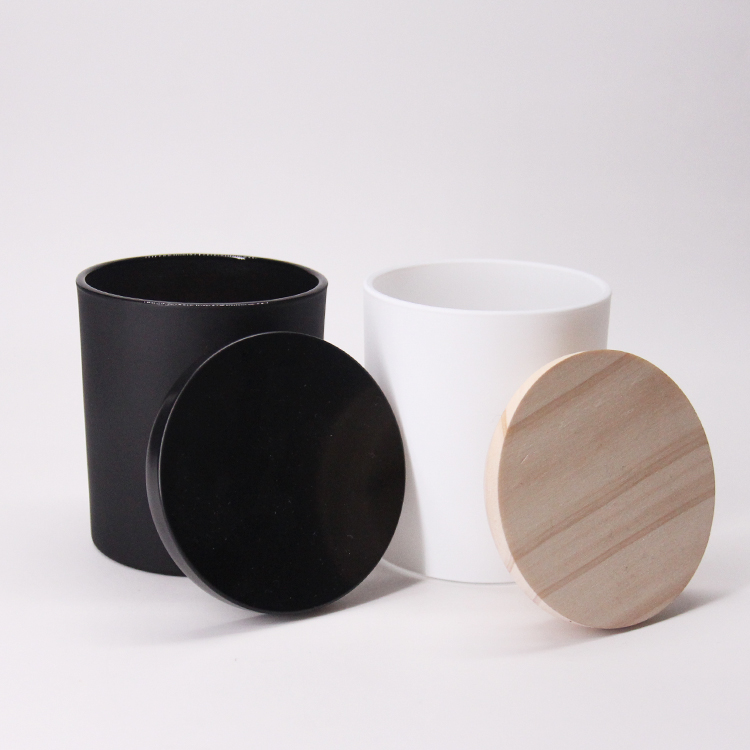 8Oz 12Oz 16Oz Hot Sale Matte White Glass Candle Jar With Bamboo Lid Candle Holder