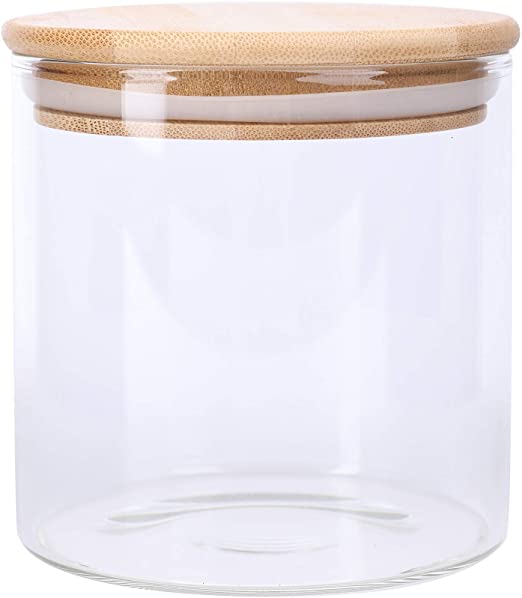 8Pcs Set Small Clear Airtight  Glass Jars Canisters With Bamboo Lids For Kitchen Storage
