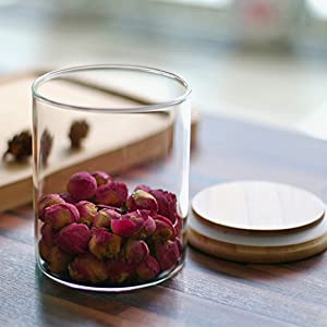 8Pcs Set Small Clear Airtight Glass Jars Canisters With Bamboo Lids For Kitchen Storage