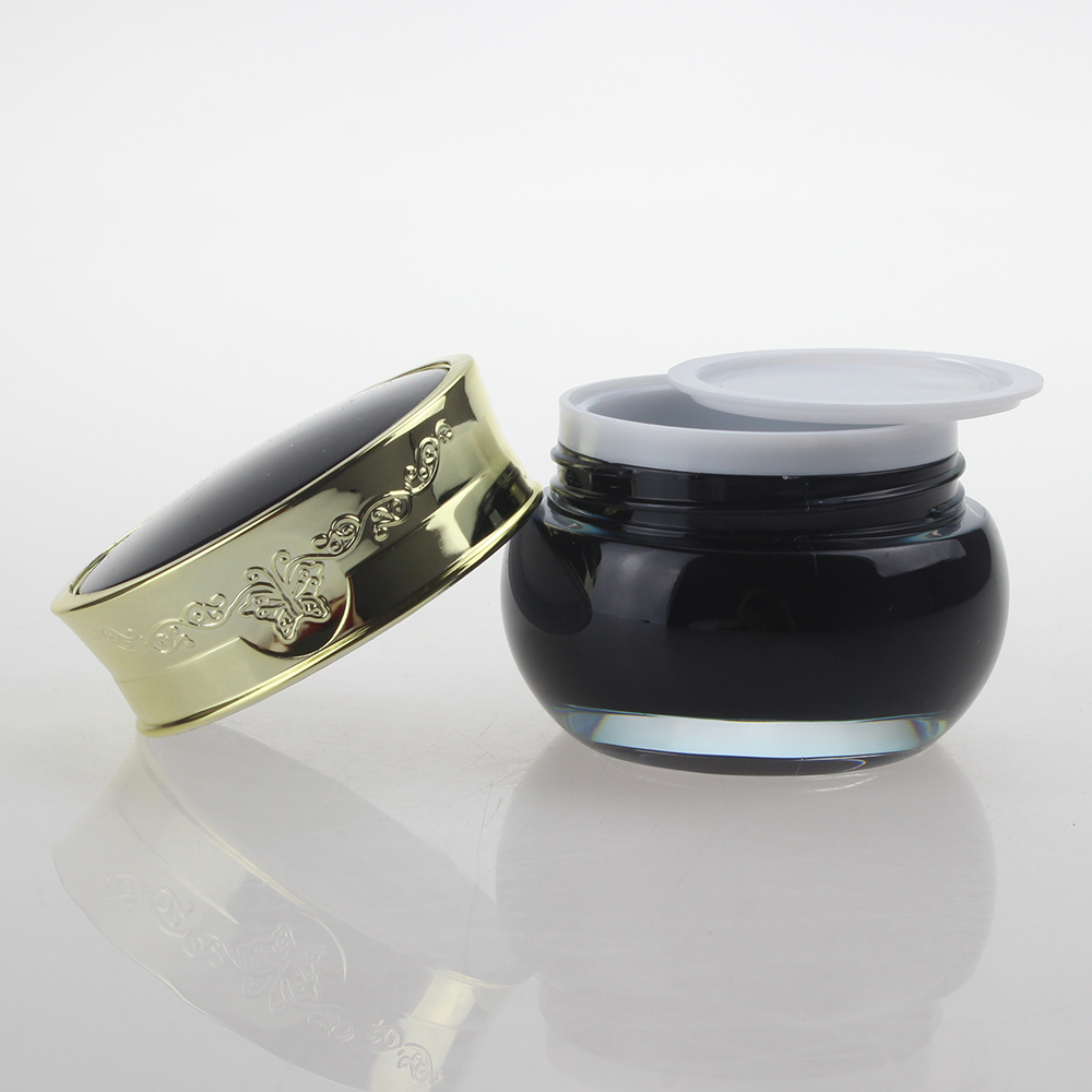 8g 12g 20g 30g 50g Cosmetic Jar,Black Cream Jar with Luxury Gold Cover