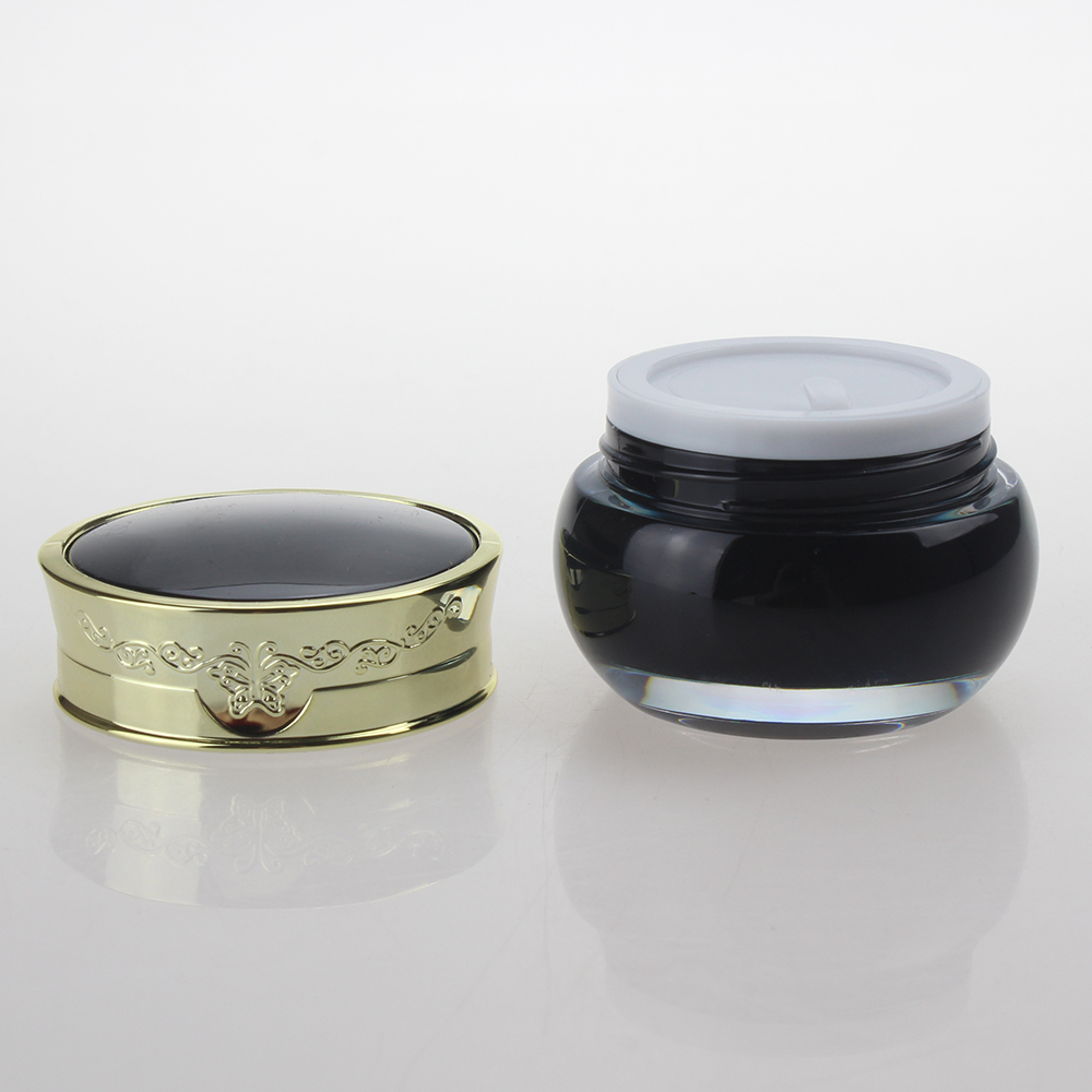 8g 12g 20g 30g 50g Cosmetic Jar,Black Cream Jar with Luxury Gold Cover