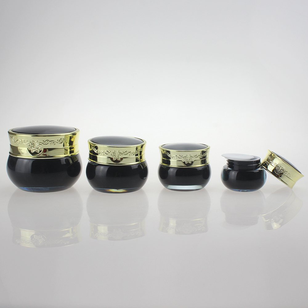 8g 12g 20g 30g 50g Cosmetic Jar,Black Cream Jar with Luxury Gold Cover