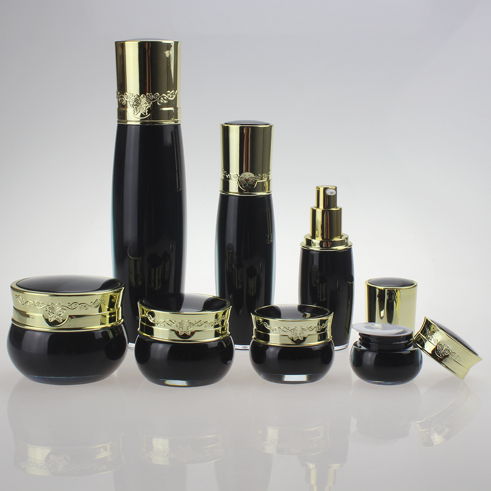 8g 12g 20g 30g 50g Cosmetic Jar,Black Cream Jar with Luxury Gold Cover