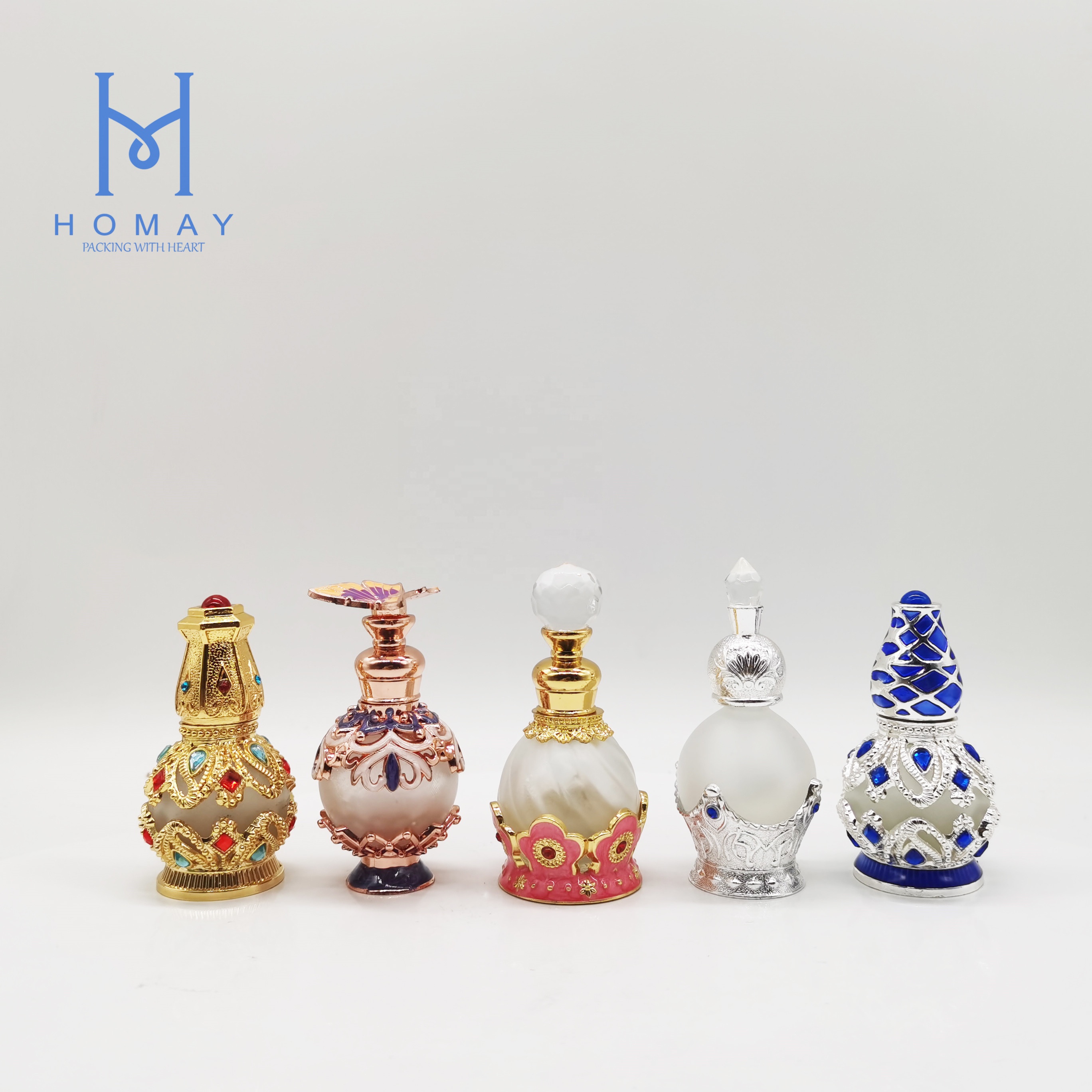 8ml 10ml 12ml 15ml dubai style metal Arabic glass essential oil bottle perfume glass bottle