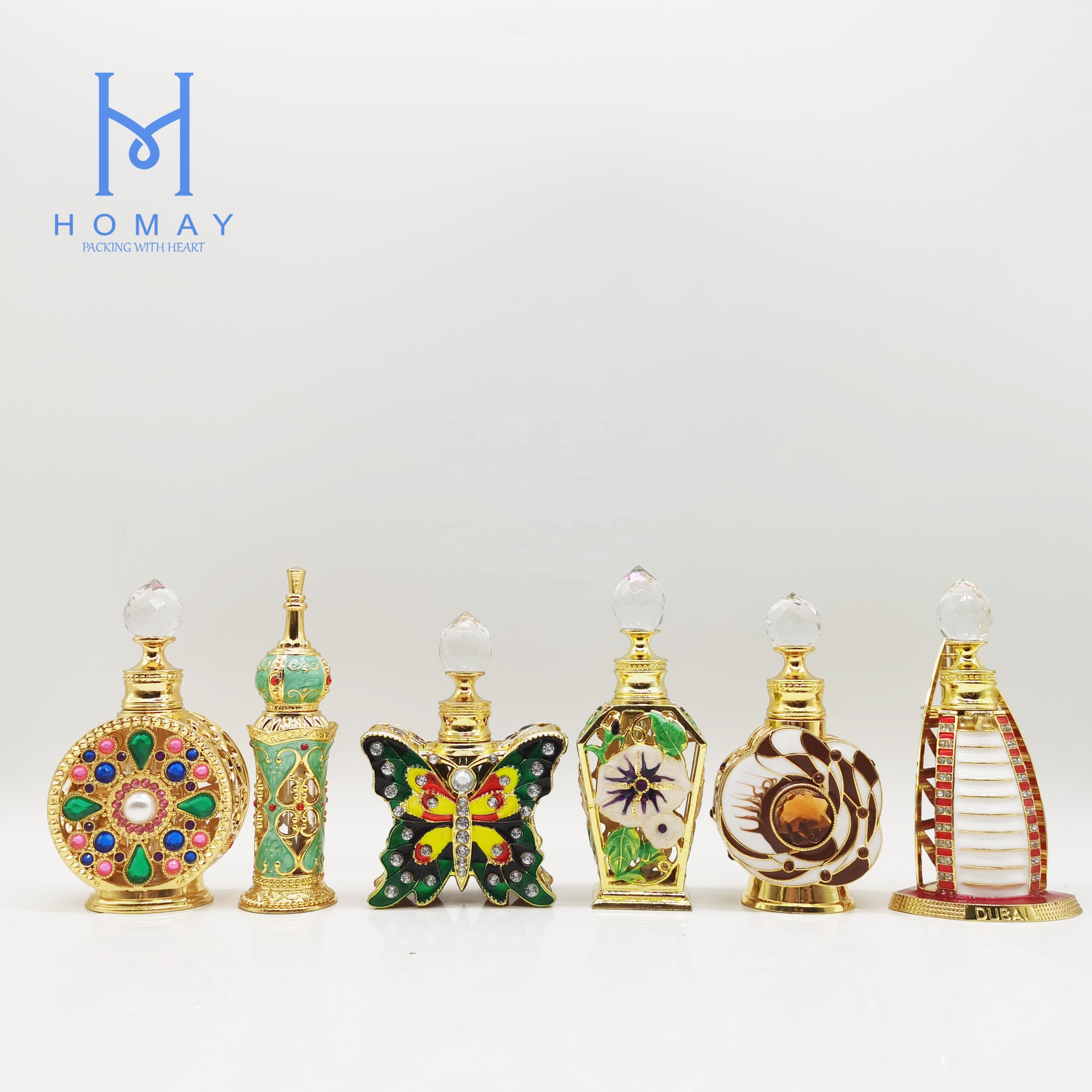 8ml 10ml 12ml 15ml dubai style metal Arabic glass essential oil bottle perfume glass bottle