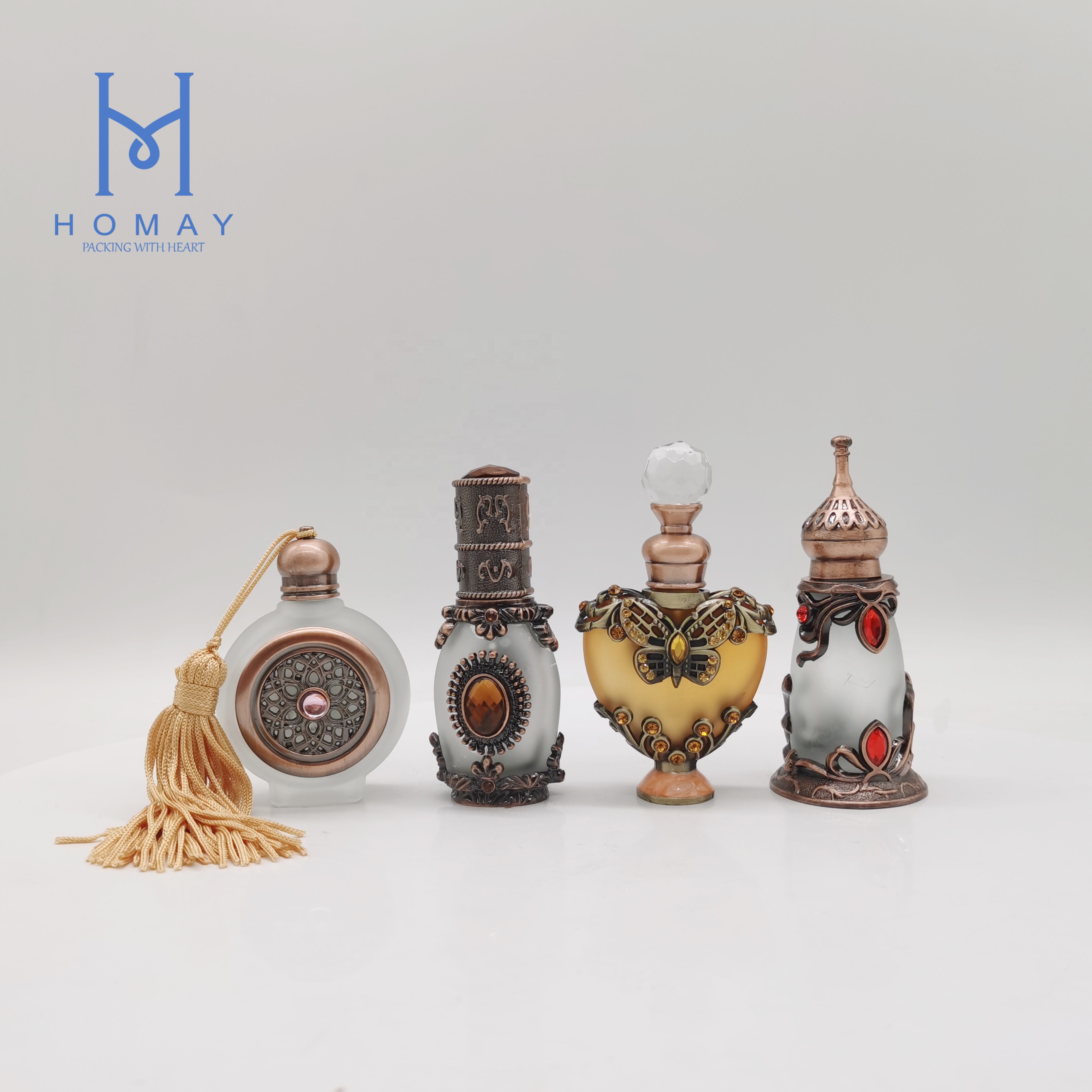 8ml 10ml 12ml 15ml dubai style metal Arabic glass essential oil bottle perfume glass bottle