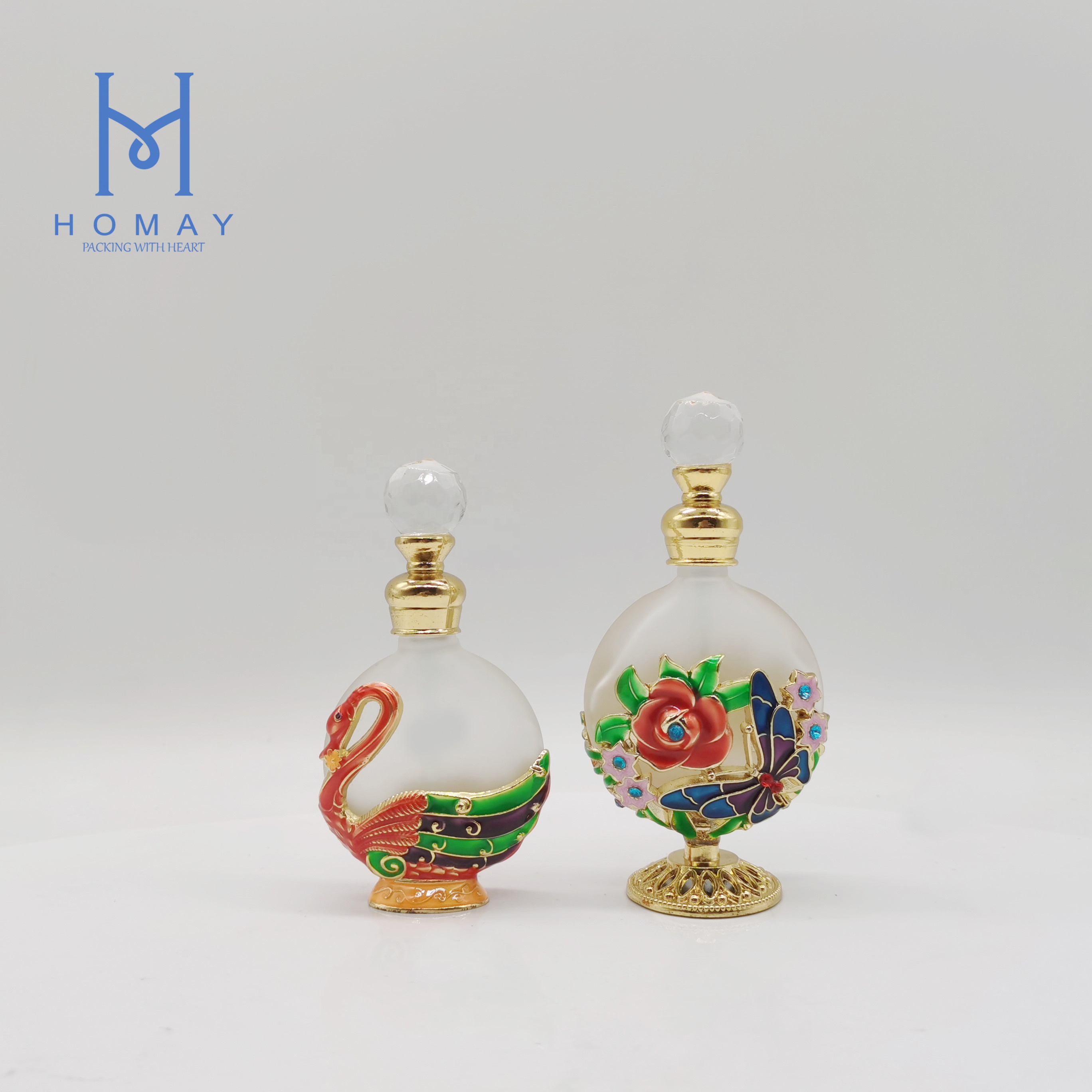 8ml 10ml 12ml 15ml dubai style metal Arabic glass essential oil bottle perfume glass bottle