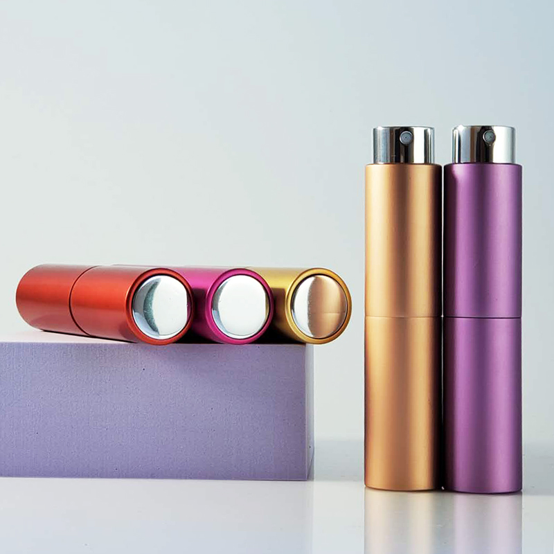 8ml 10ml 15ml 20ml Reusable Twist Up Square Trendy Aluminum Travel Cologne Perfume Atomizer Spray Bottle