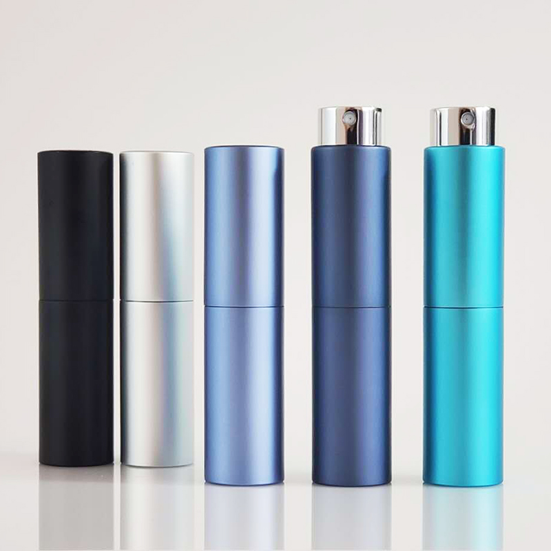 8ml 10ml 15ml 20ml Reusable Twist Up Square Trendy Aluminum Travel Cologne Perfume Atomizer Spray Bottle