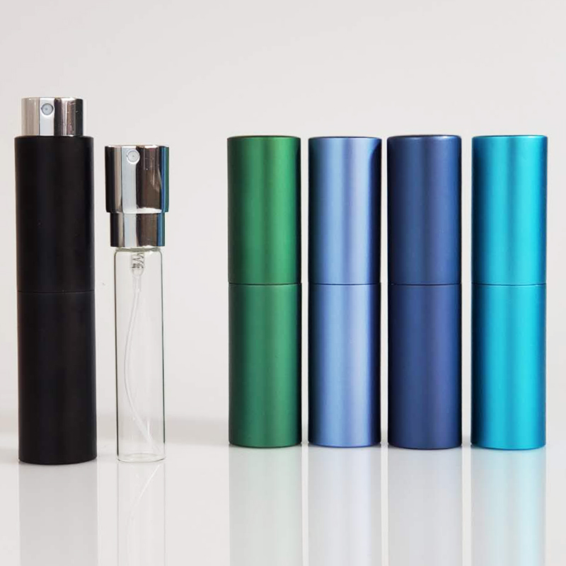 8ml 10ml 15ml 20ml Round Aluminum Screw Neck Refillable Portable Atomizer Perfume Black Matte