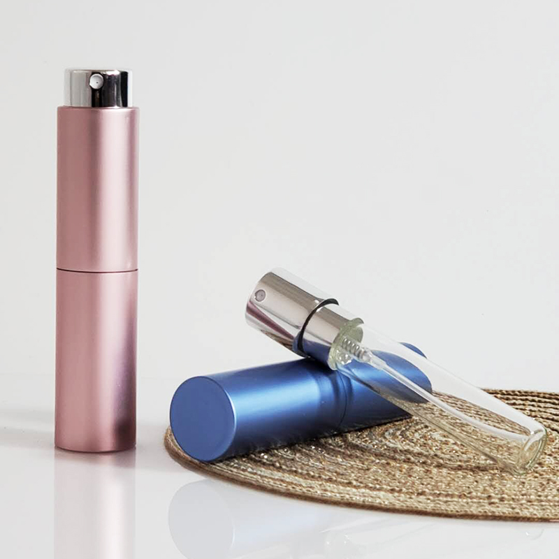 8ml 10ml 15ml 20ml Round Aluminum Screw Neck Refillable Portable Atomizer Perfume Black Matte