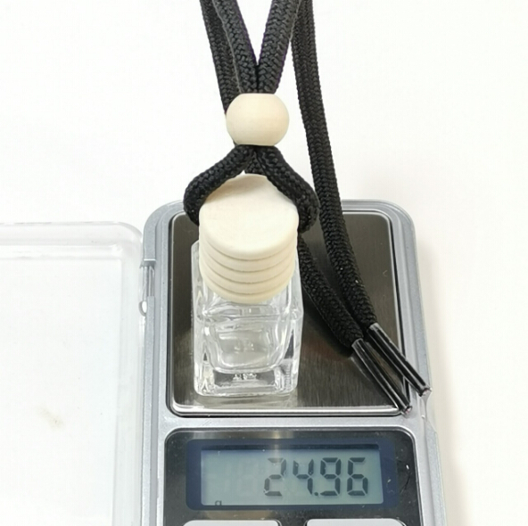 8ml-10ml Square Empty Car Hanging Diffuser Glass Bottle with Wooden Cap Air Freshener Refillable Perfume Bottle