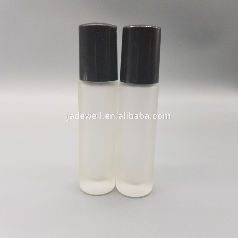 8ml 10ml cosmetic glass roll on bottle with black plastic cap
