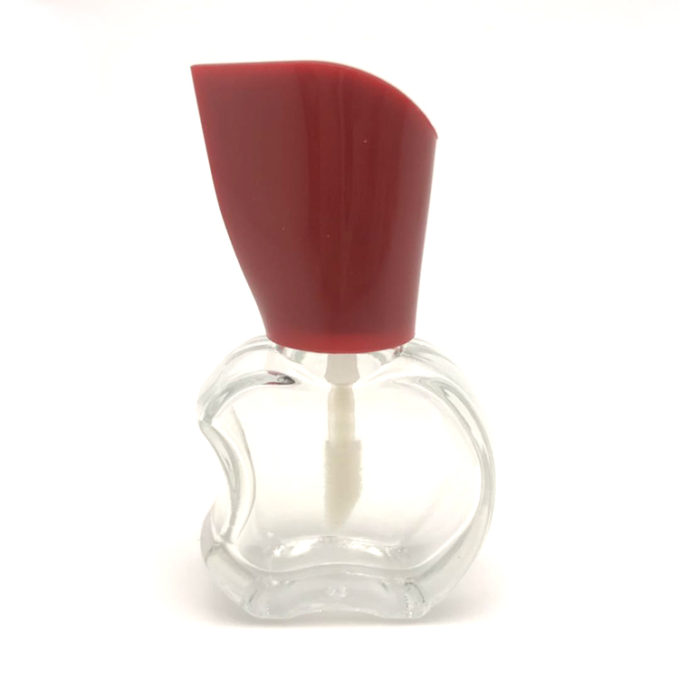 8ml 10ml customized apple shape cosmetic nail polish glass bottle with brush and plastic red cap