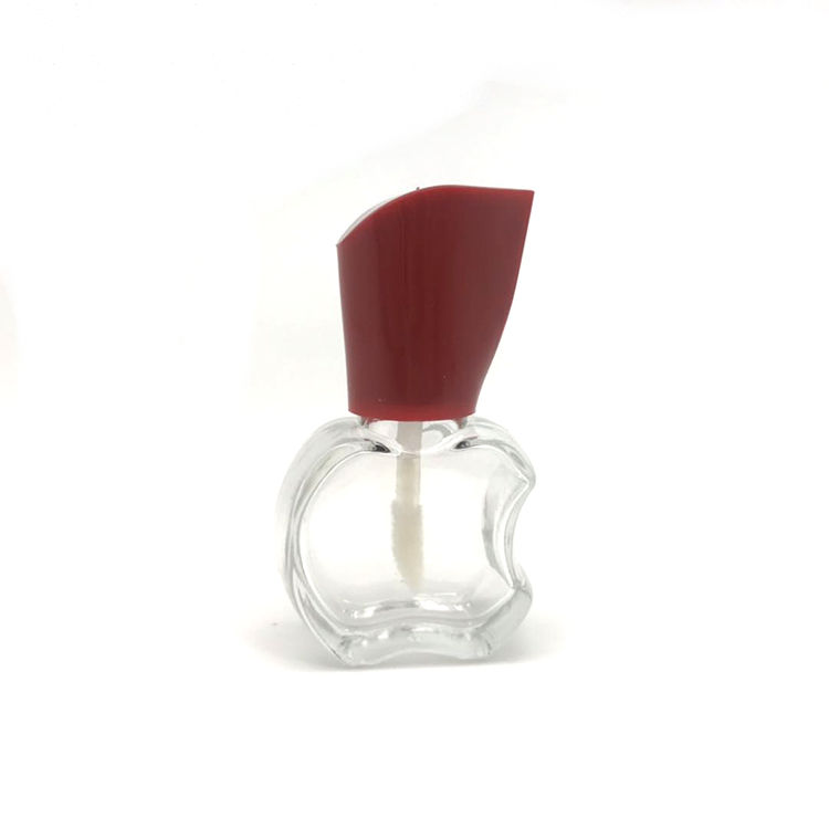 8ml 10ml customized apple shape cosmetic nail polish glass bottle with brush and plastic red cap