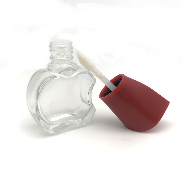 8ml 10ml customized apple shape cosmetic nail polish glass bottle with brush and plastic red cap