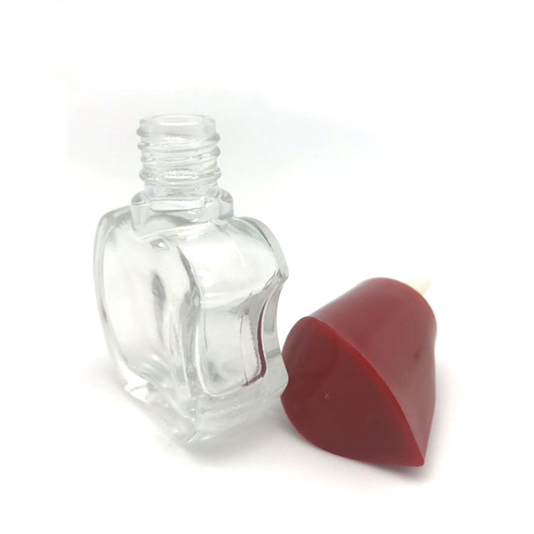 8ml 10ml customized apple shape cosmetic nail polish glass bottle with brush and plastic red cap