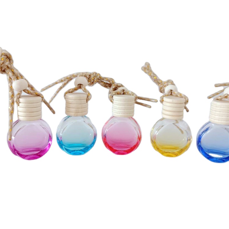 8ml 10ml  hanging car perfume bottle  Wholesale empty  perfume bottle diffuser bottle amber color with wooden cap