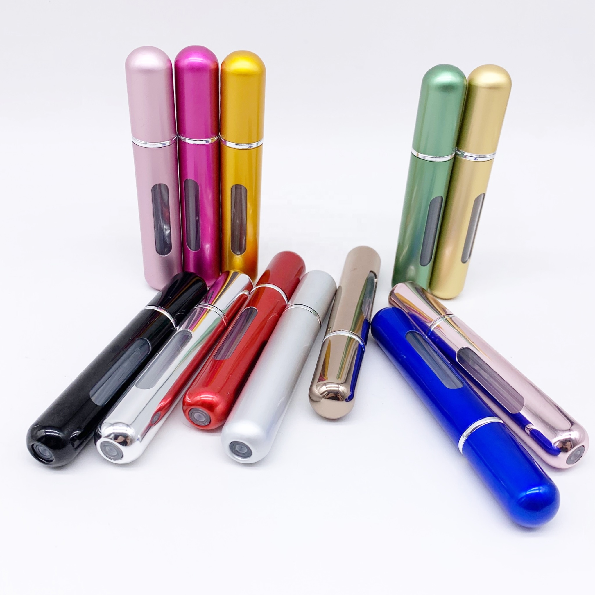 8ml 6ml 5ml Travel Pocket Refillable Aluminum Empty Atomizer Spray Glass Perfume Bottle