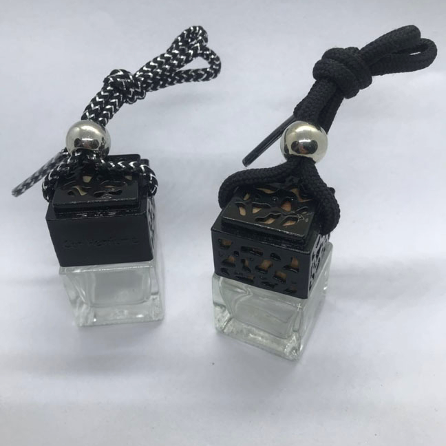 8ml Black Square Shape Air Freshener Hanging Car Perfume Bottles