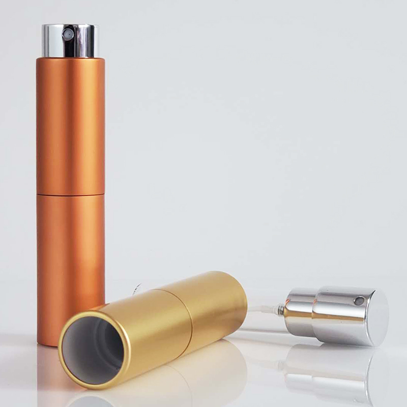 8ml China Rose Gold Disinfection Twist Body Spray Mist Metal Perfume Bottle 10 ml Atomizer Case