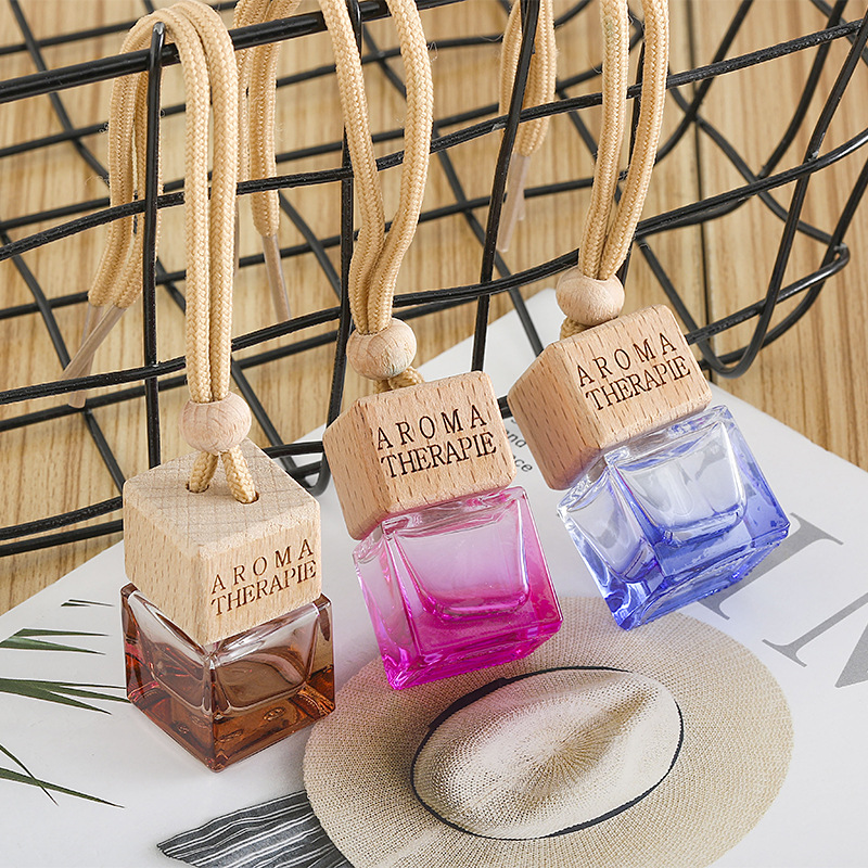 8ml Color Empty Square Car Hanging Glass Auto Diffuser Bottle Air Freshener Perfume Bottles Hanging Car Parfum Bottles
