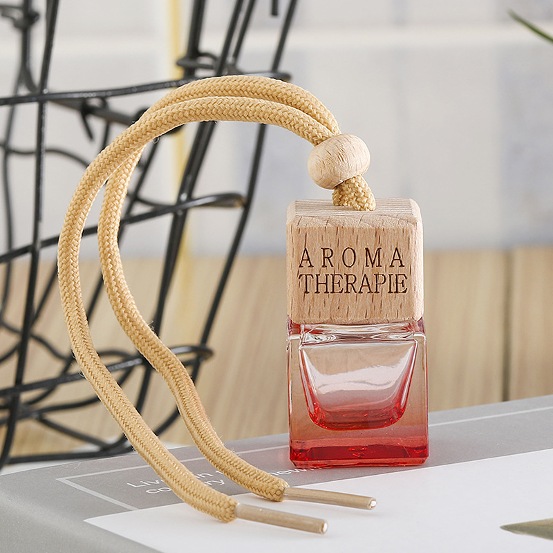 8ml Color Empty Square Car Hanging Glass Auto Diffuser Bottle Air Freshener Perfume Bottles Hanging Car Parfum Bottles