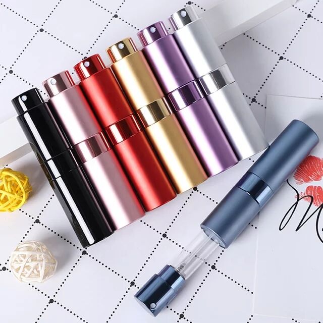8ml Custom Cosmetic Twist Rotation Parfum Atomizer Refillable Aluminium Spray Perfume Bottles Wholesale
