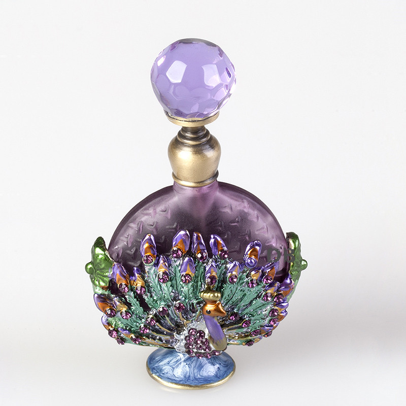 8ml Empty Glass Perfume Bottles Metal Peacock Perfume Bottle Essential oil Refillable Bottles #57317