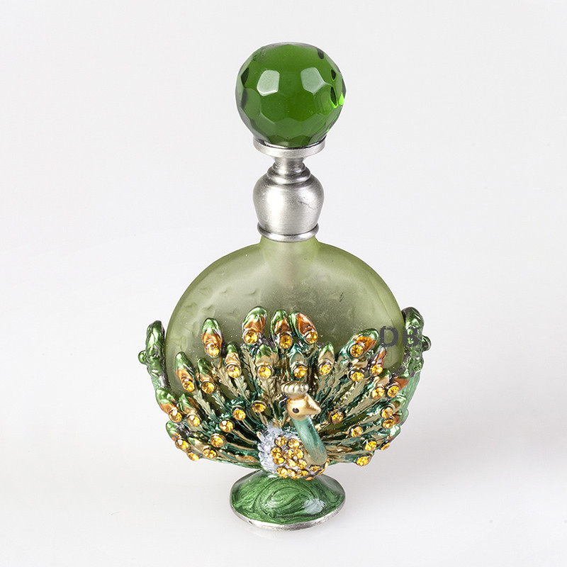 8ml Empty Glass Perfume Bottles Metal Peacock Perfume Bottle Essential oil Refillable Bottles #57317