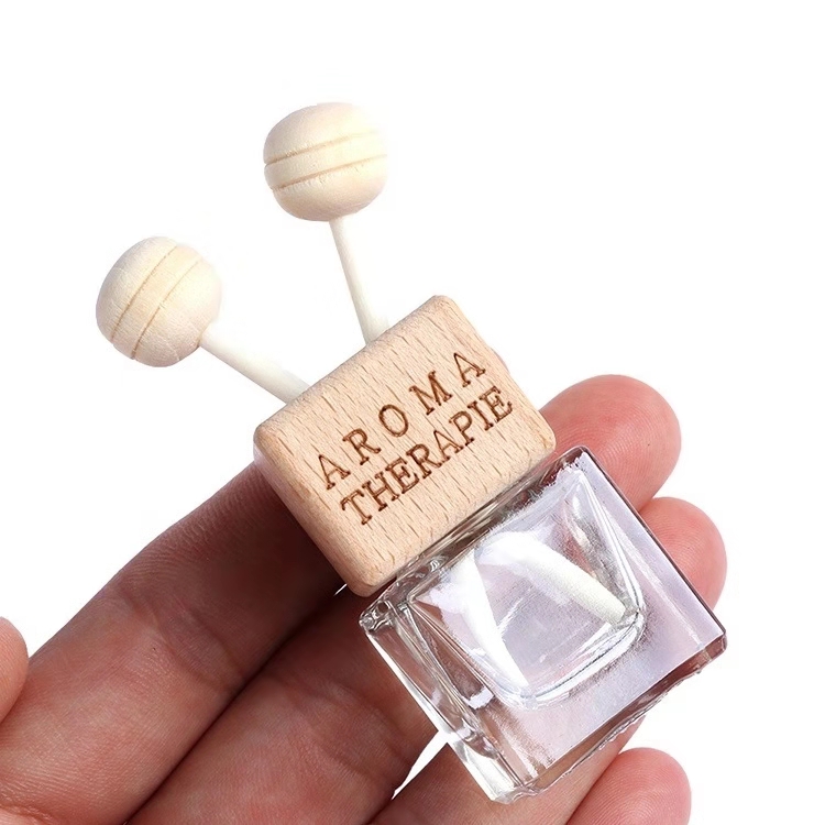 8ml Empty Square Car Hanging Diffuser Pendant Air Freshener Perfume Glass Bottles for Fragrance Diffuser Use