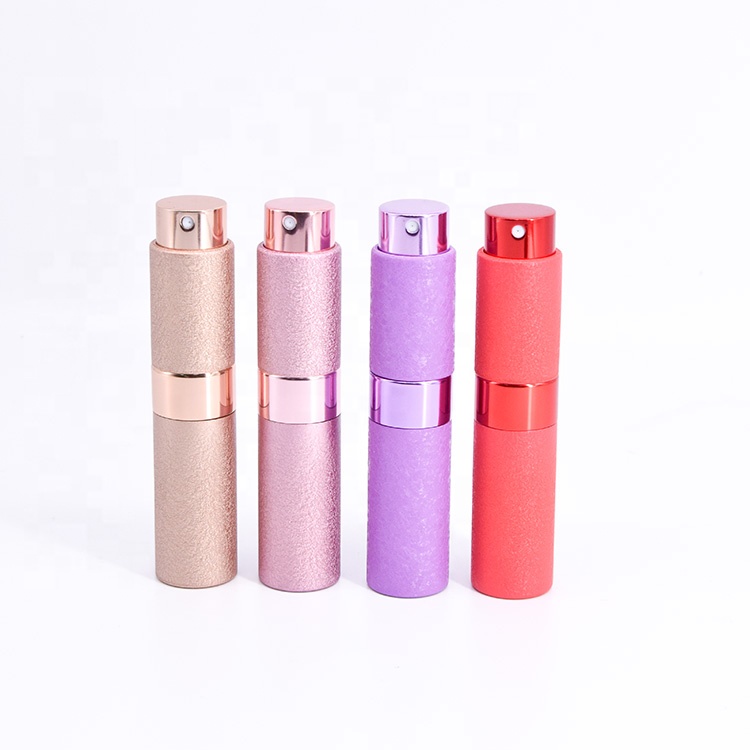 8ml Round Refillable Travel Pocket Pump Spray Luxury Perfume Bottle Portable Leather Perfume Atomizer