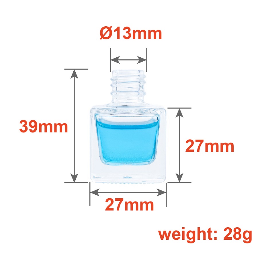 8ml Square Shape Car Vent Glass Bottle With Wooden Cap Diffuser Sticks And Metal Clip Mini Table Diffuer Bottle