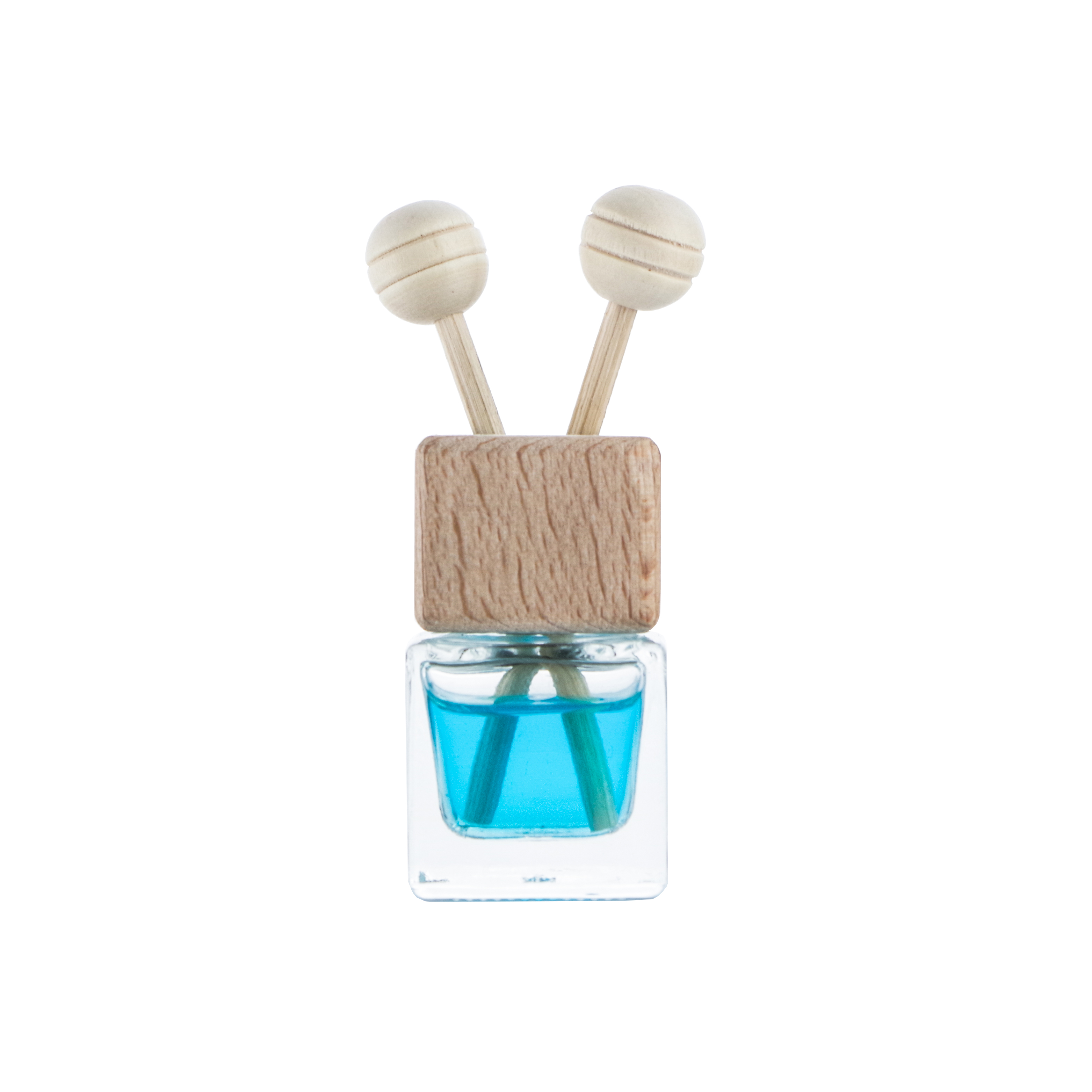 8ml Square Shape Car Vent Glass Bottle With Wooden Cap Diffuser Sticks And Metal Clip Mini Table Diffuer Bottle