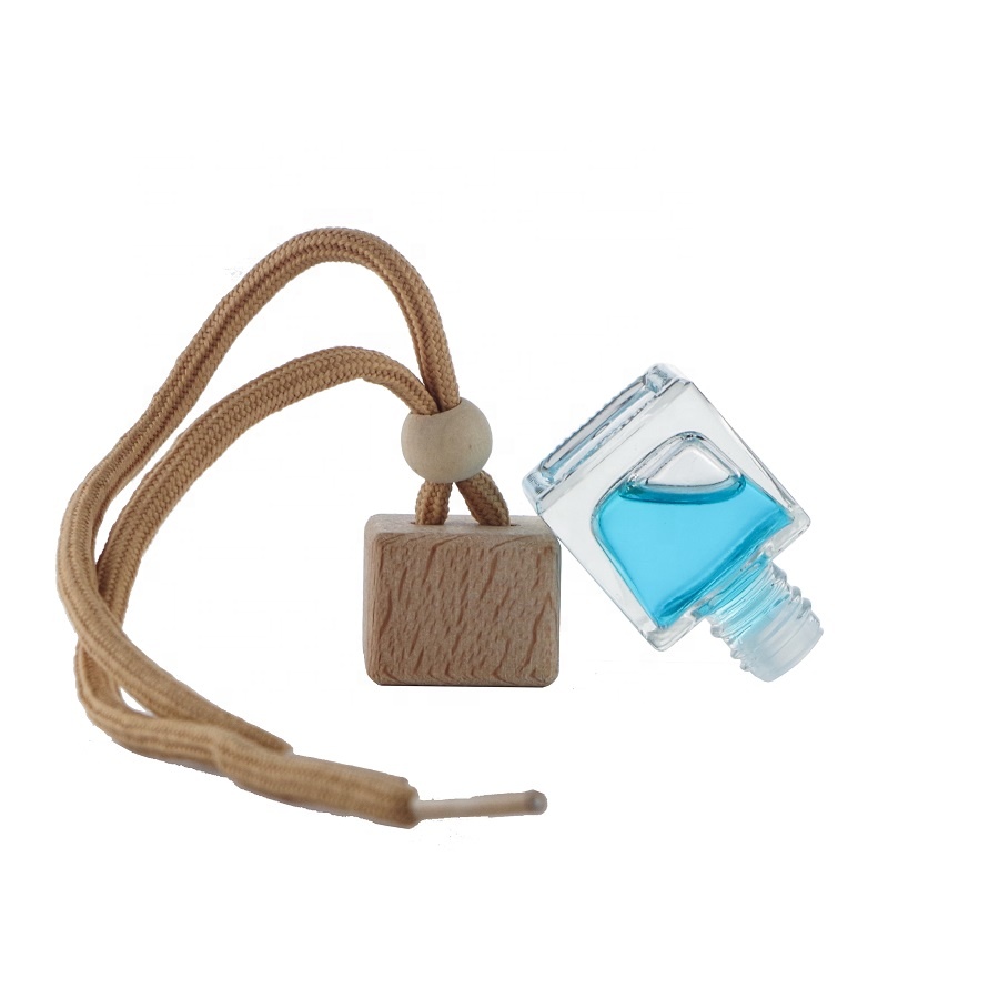 8ml Square Shape Empty Hanging Glass Bottle For Car Perfume Air Freshener Diffuser Container Reusable