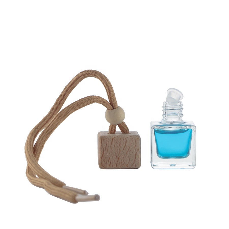 8ml Square Shape Empty Hanging Glass Bottle For Car Perfume Air Freshener Diffuser Container Reusable