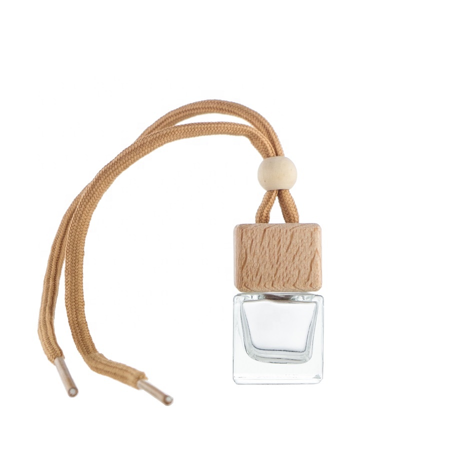 8ml Square Shape Empty Hanging Glass Bottle For Car Perfume Air Freshener Diffuser Container Reusable