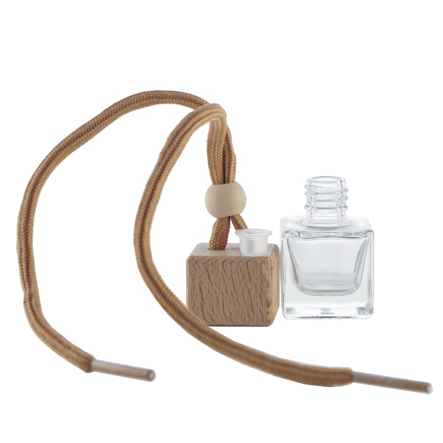 8ml Square Shape Empty Hanging Glass Bottle For Car Perfume Air Freshener Diffuser Container Reusable