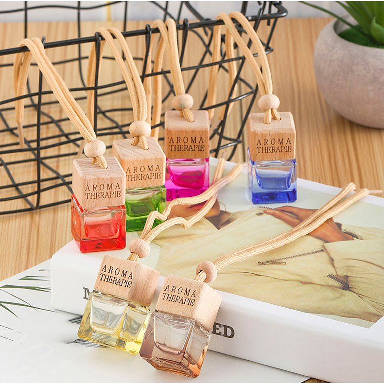 8ml Square Shape Glass Perfume hanging Car Diffuser Bottle
