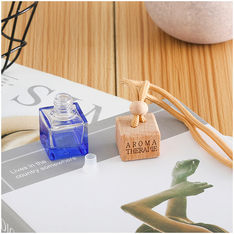 8ml Square Shape Glass Perfume hanging Car Diffuser Bottle