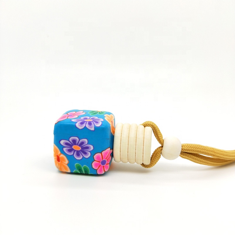 8ml Square Shape Soft Ceramic Hanging Car Perfume Bottles Clay Bottle