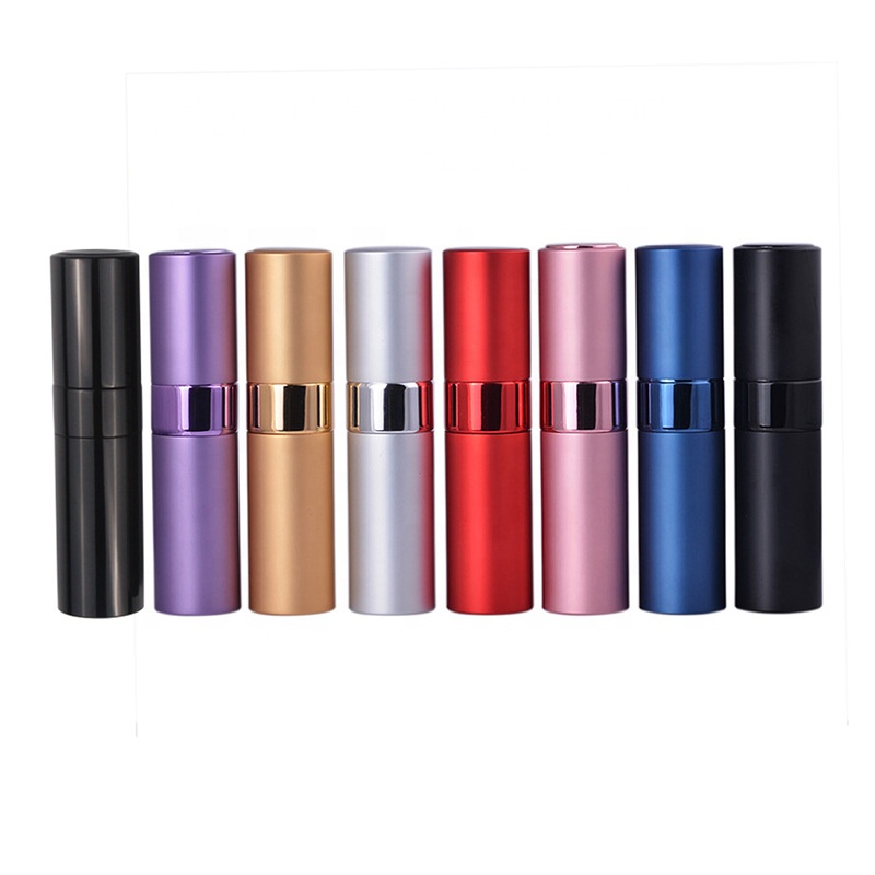 8ml Travel Portable Mini Bottle Perfume Custom Logo Empty Refillable Metal Aluminum Twist Up Atomizer Perfume Bottle