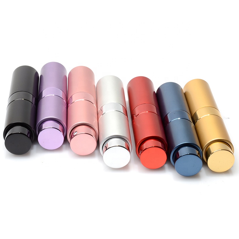 8ml Travel Portable Mini Bottle Perfume Custom Logo Empty Refillable Metal Aluminum Twist Up Atomizer Perfume Bottle