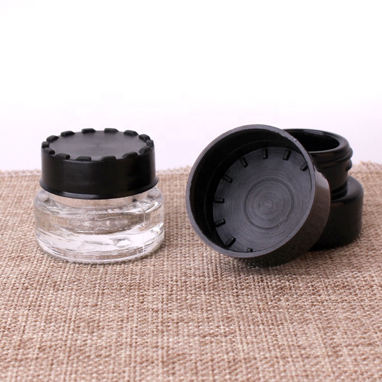 8ml eye cream glass cosmetic container jar with black plastic cap