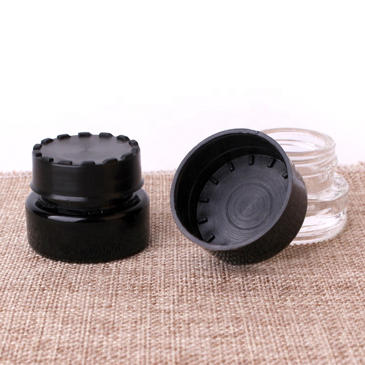 8ml eye cream glass cosmetic container jar with black plastic cap