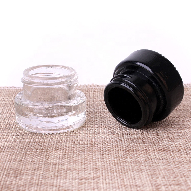 8ml eye cream glass cosmetic container jar with black plastic cap