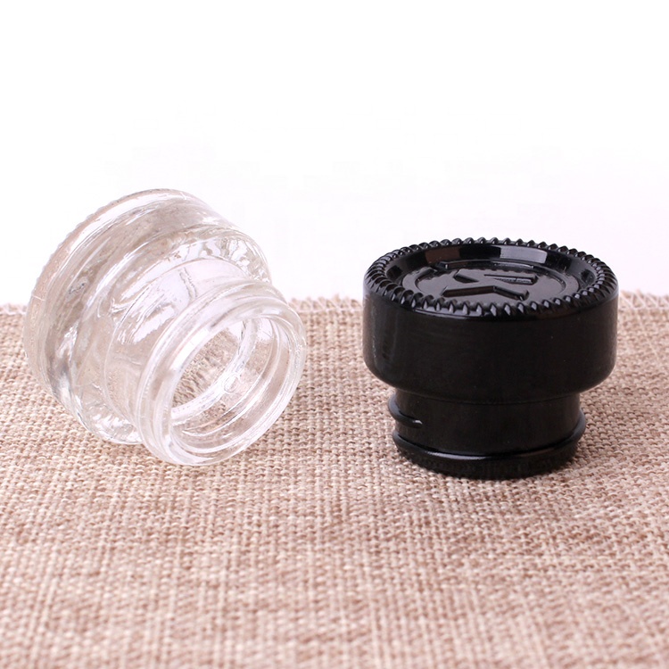 8ml eye cream glass cosmetic container jar with black plastic cap
